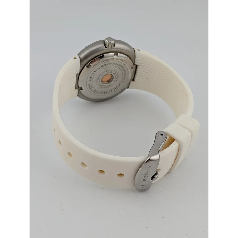 Philip Stein Active‎ Watch Women 38mm Case White Silicone Band- New Battery